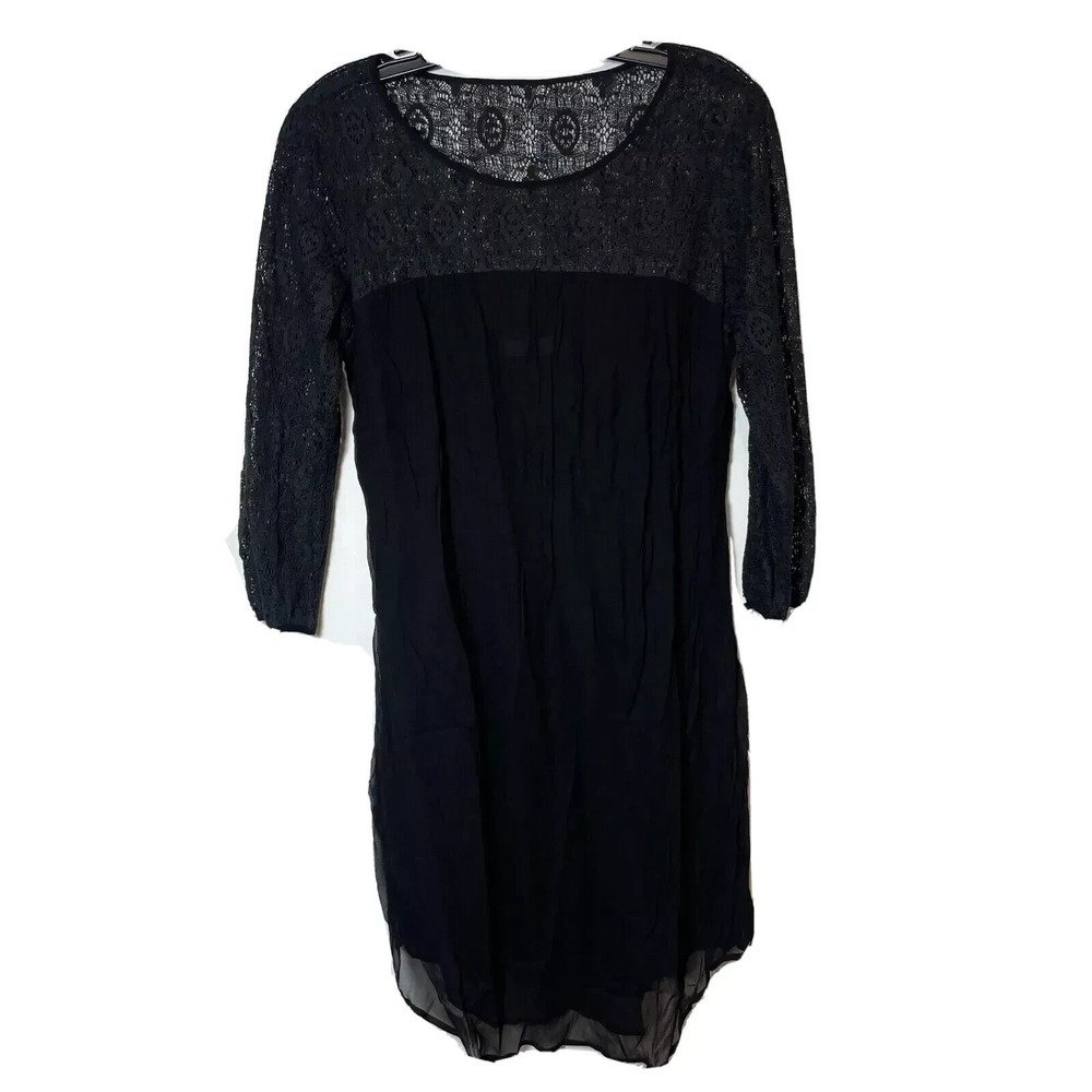Velvet by Graham & Spencer Lace Long Sleeve‎ Shift Dress S Black Knee Length